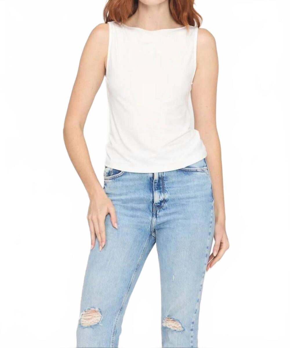 NEW PROJECT SOCIAL T odette boat neck tank top in white